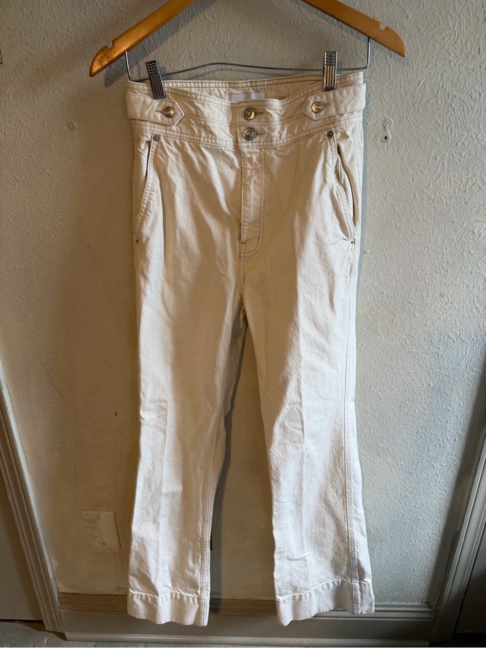 Current/Elliott Off-White Straight-Leg Chinos